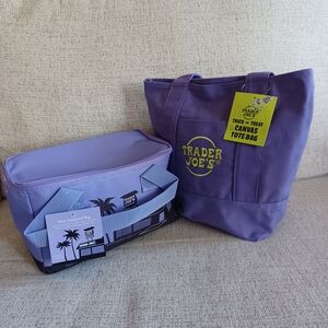 Trader Joe's Purple Mini Tote and Mini Insulated Bag Set